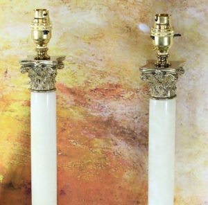 Vintage Italian Marble Corinthian Column Lamps